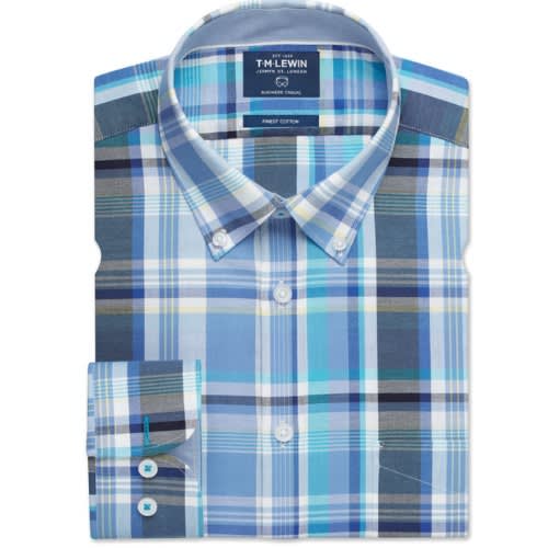 Casual Slim Fit Oxford Check Button Down Shirt