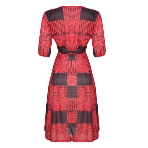 Tartan Print Dress- Red