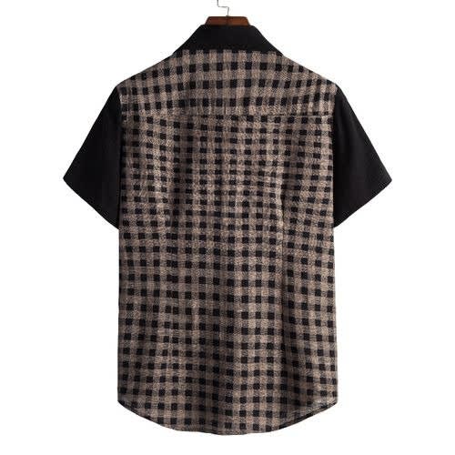 Men's Casual Color Match Short Sleeve Shirt