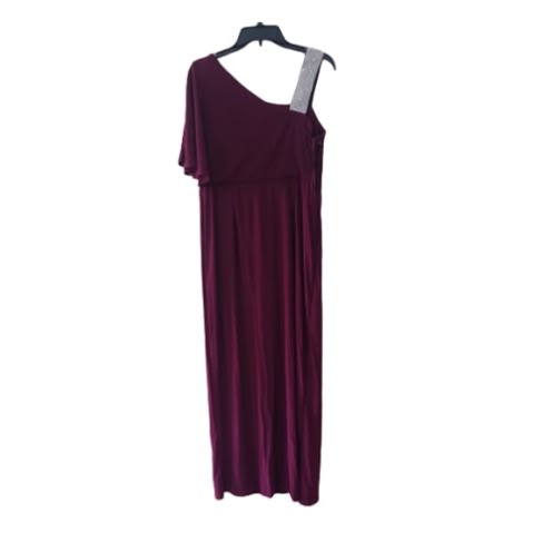Red Long With Silver Fleated Hand Women's Dress
