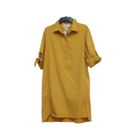 Gold Shirt with Slit Sided Bow Tie Sleeve