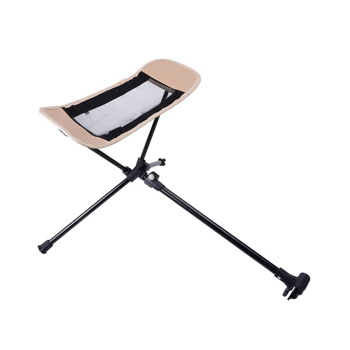 Folding Chair Portable Camping Chair with Adjustable Footrest Beige