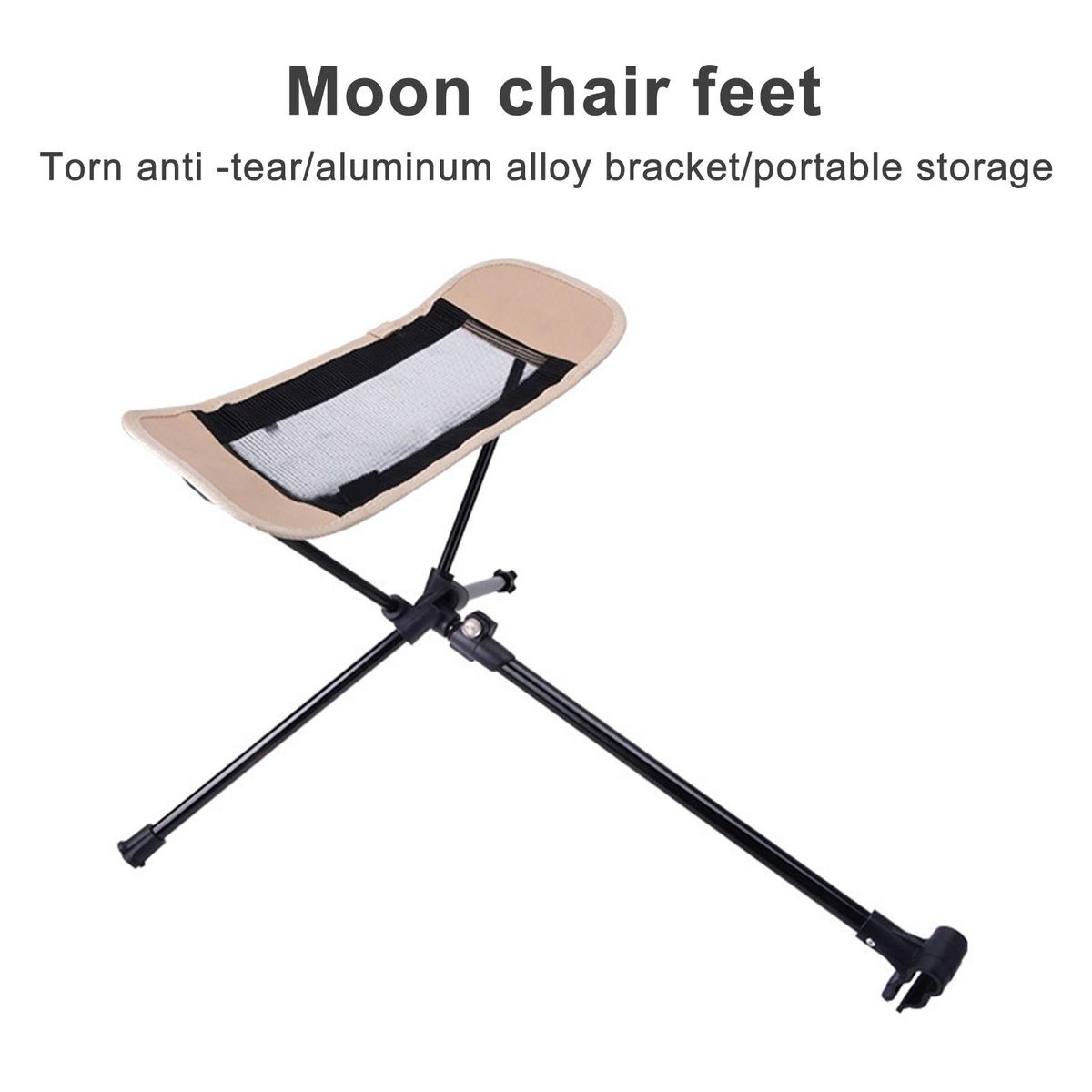 Folding Chair Portable Camping Chair with Adjustable Footrest Beige