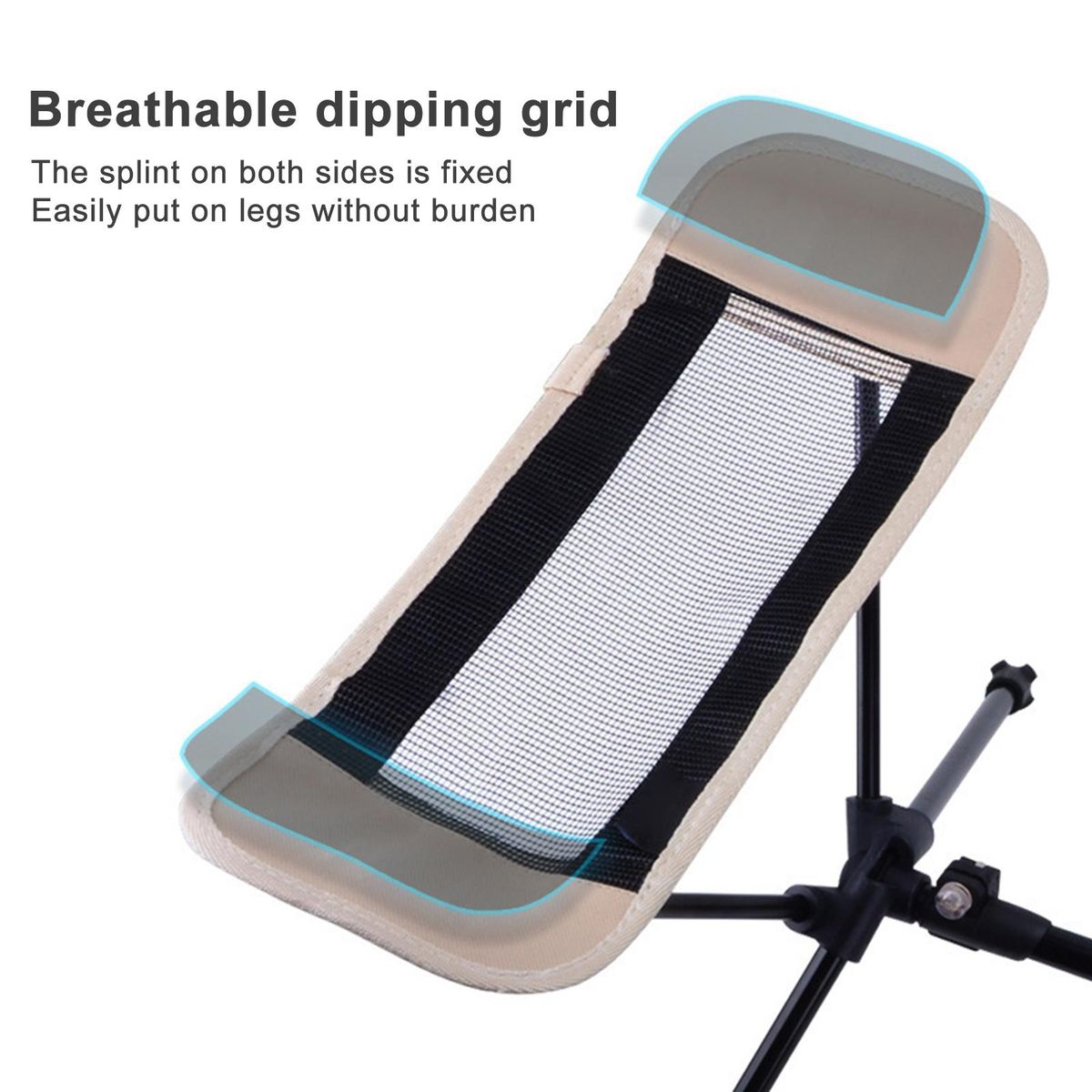 Folding Chair Portable Camping Chair with Adjustable Footrest Beige