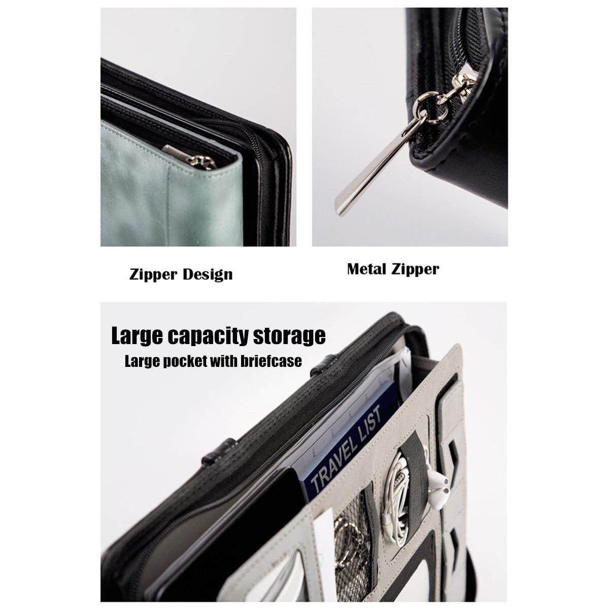 A4 Portable Manager Folder Document Business File Holder Zipper Briefcase Bag(No Pen) Grey