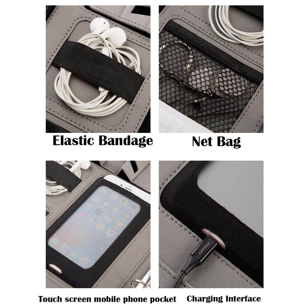 A4 Portable Manager Folder Document Business File Holder Zipper Briefcase Bag(No Pen) Grey