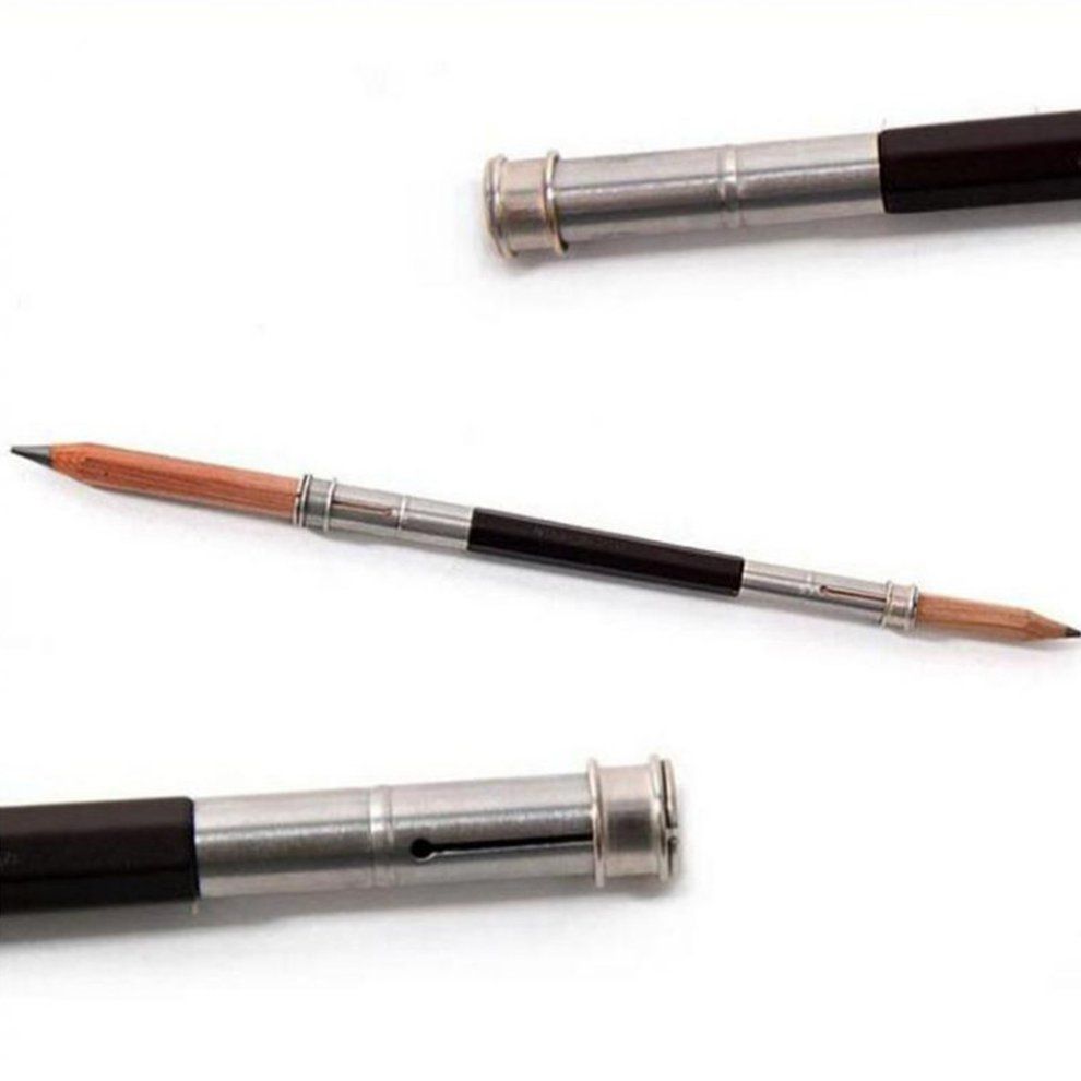 Double Head Art Pencil Lengthening Lengthened Pencil Extender Holder-Black-One Size
