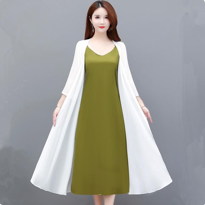 UHYTGF 2022 Ice Silk Summer Sun Protection Clothing Women's Cardigan Thin Chiffon Jacket Shawl Long 6XL Big Size Tops Coat 2069