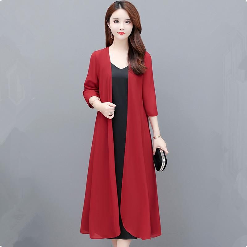UHYTGF 2022 Ice Silk Summer Sun Protection Clothing Women's Cardigan Thin Chiffon Jacket Shawl Long 6XL Big Size Tops Coat 2069