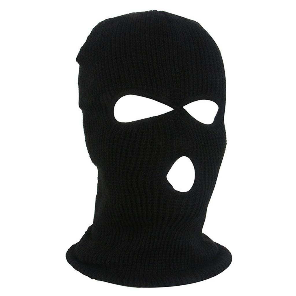 3Hole Balaclava Knit Knitted Full Face Ski Cover Mask Beanie Black