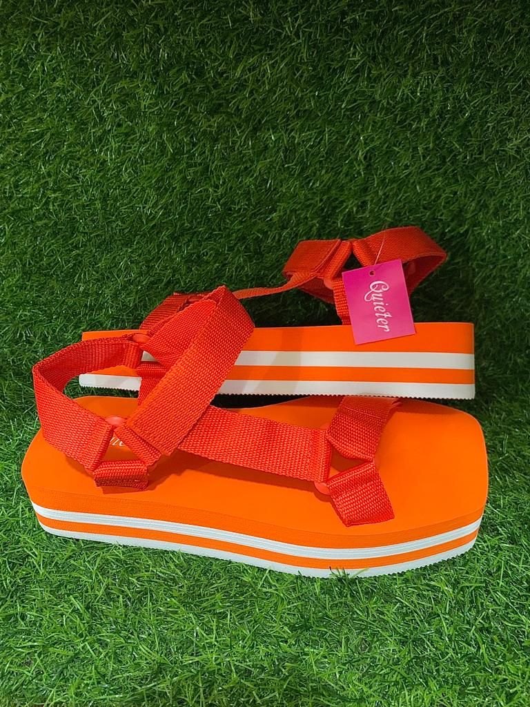 Female Latest Fashion Design Summer Wedge Sandals- Orange