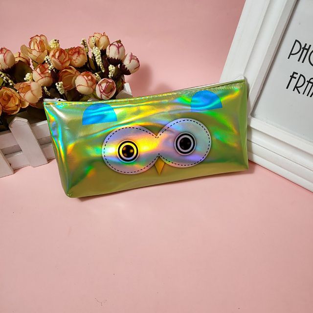 Cute Owl Laser Pencil Case Adorable Kids Pen Pouch