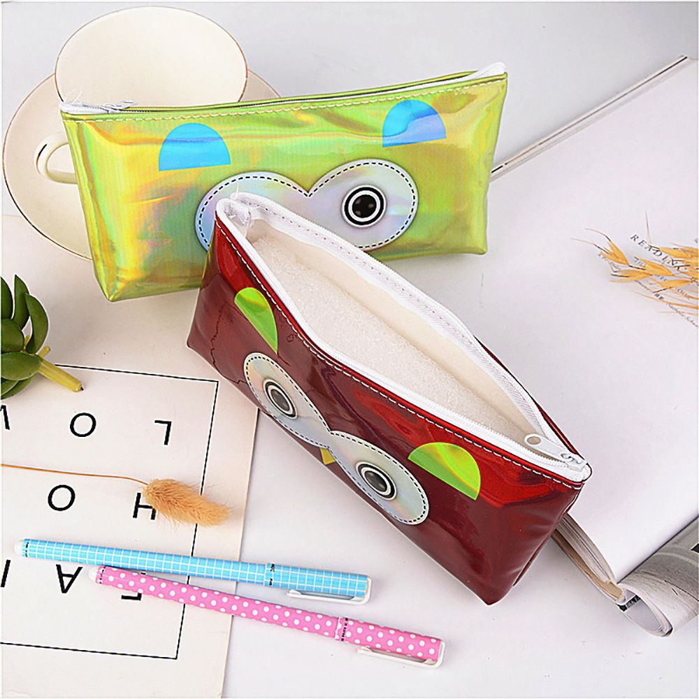 Cute Owl Laser Pencil Case Adorable Kids Pen Pouch