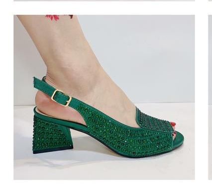 Lovely Ladies Mid Heels Sandals-Green