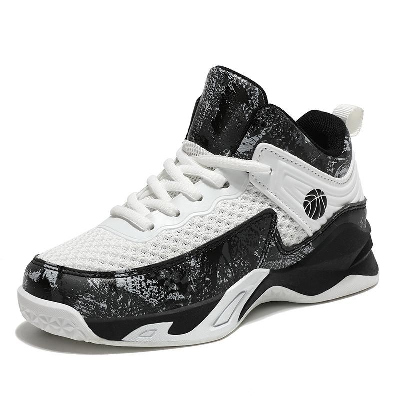 Boys basketball shoes mesh breathable sneakers White