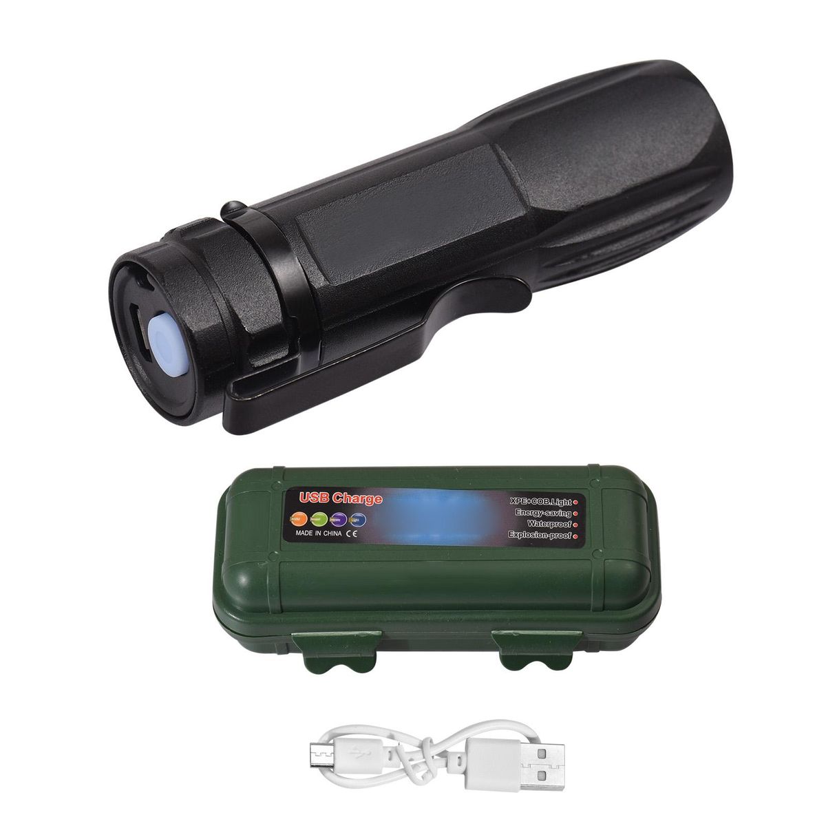 USB Rechargeable Flashlights LED Flashlights Zoomable Bright Flashlight COB Sidelight Pocket Flashlight 3 Modes for Outdoor Camping Emergency Car Repair