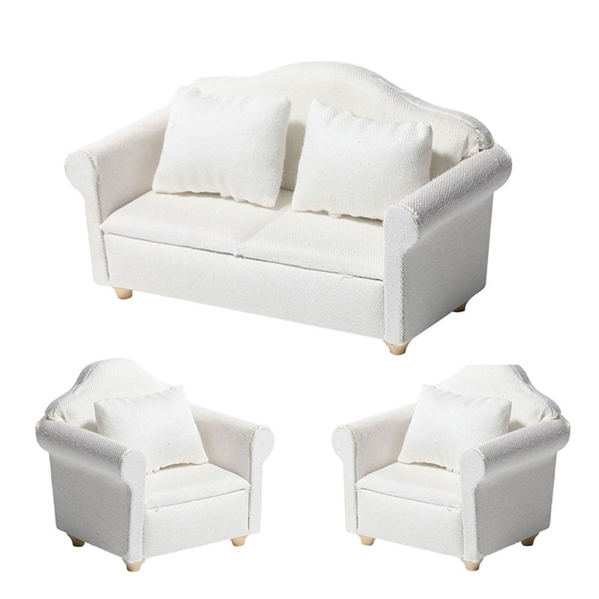 1:12 Dollhouse Miniature Mini Furniture White Fabric Sofa