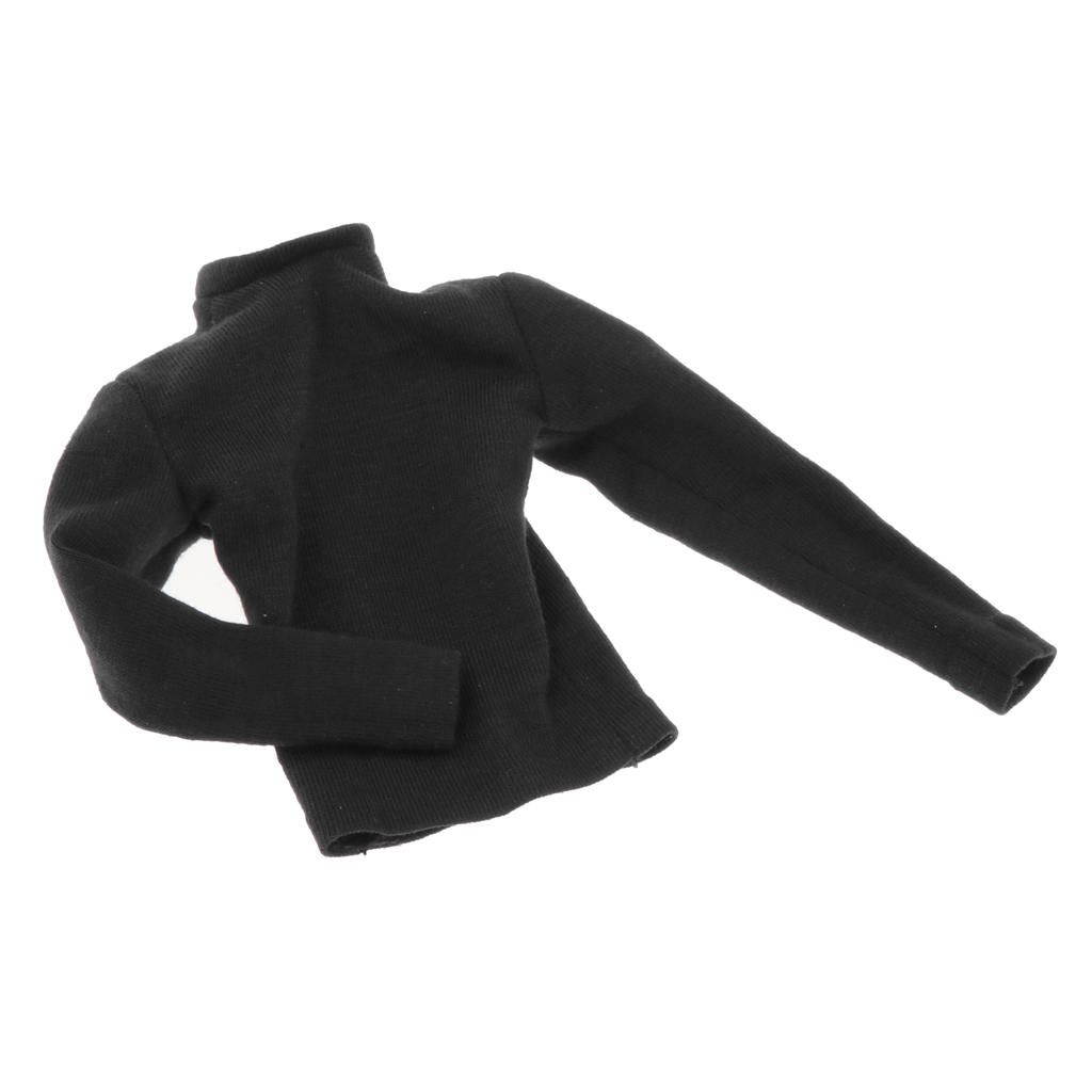 1/6 Male Long Sleeve Sweater Turtleneck Knit For 12'' Action Black