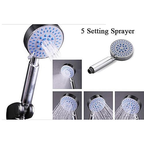 5-Way Setting Sprayer Chrome ABS Durable Bathroom Hand Held Message Shower Head 100% New Fresh Material Adjustable Water Saving Rainfall Hand Shower Sprayer