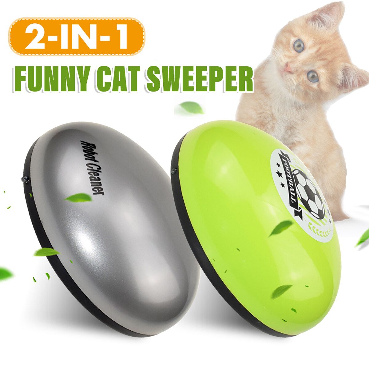 2-IN-1 Smart Funny Cat Sweeper Robot Cleaner Machine Edge Auto Suction Home NEW Green