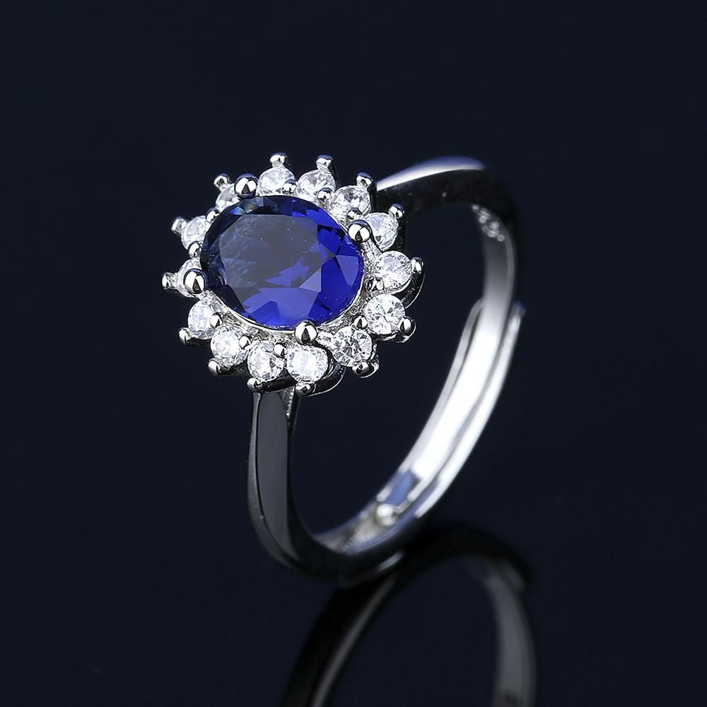 3-pcs Heart of Ocean Sapphire Micro Setting Ring Necklace Set