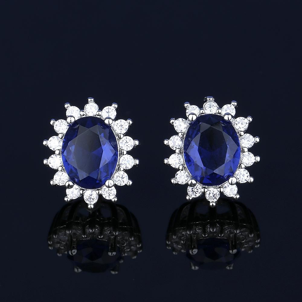 3-pcs Heart of Ocean Sapphire Micro Setting Ring Necklace Set