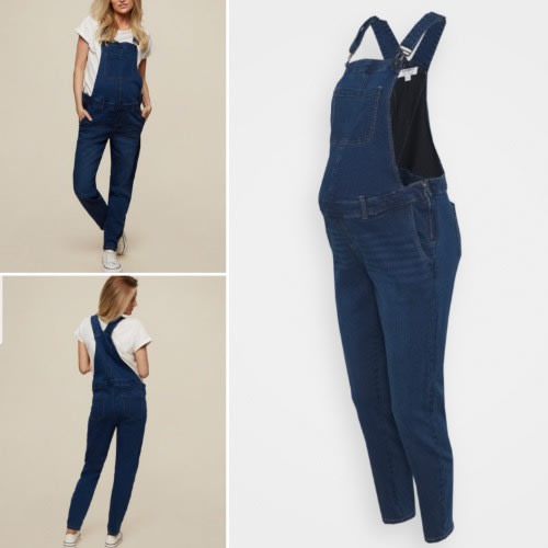 Denim Midwash Skinny Blue Maternity Dungarees