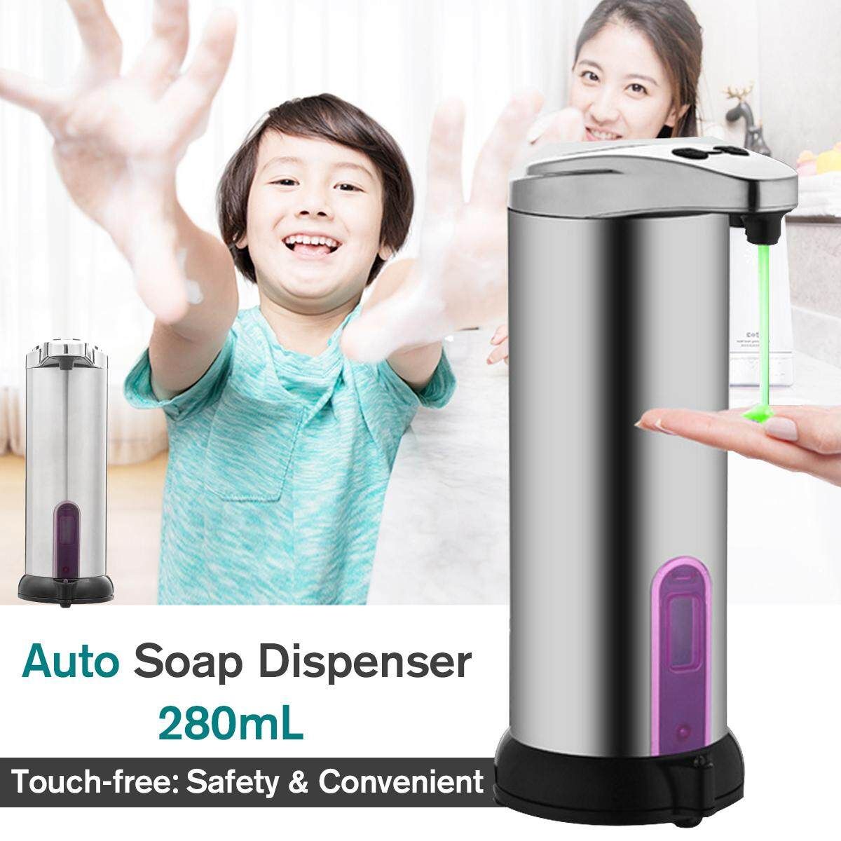 Automatic Soap Dispenser Stainless Steel IR Sensor 280ml Touchless Bath