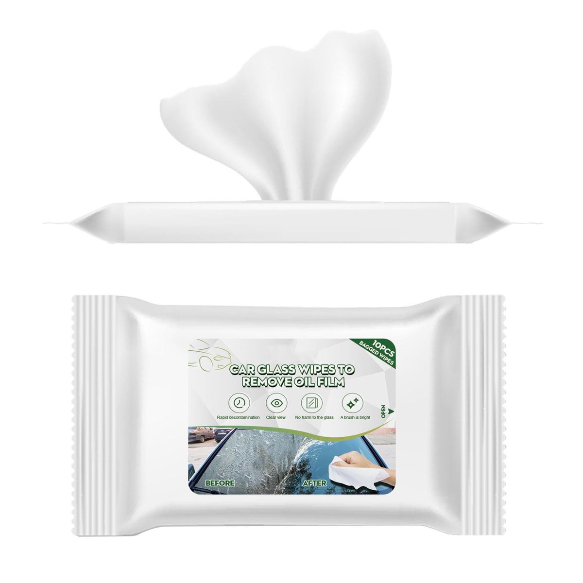 10Pcs Glass Oil Film Wipes Car Rearview Mirror Cleaning Wipes White