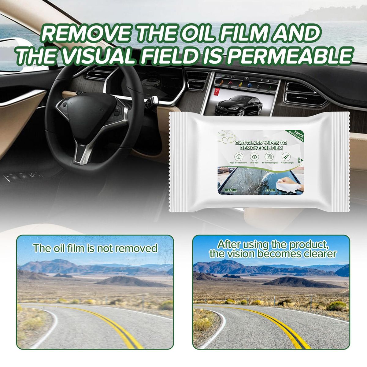 10Pcs Glass Oil Film Wipes Car Rearview Mirror Cleaning Wipes White