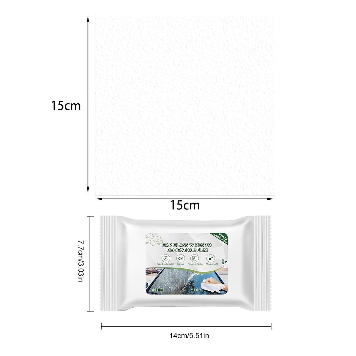 10Pcs Glass Oil Film Wipes Car Rearview Mirror Cleaning Wipes White