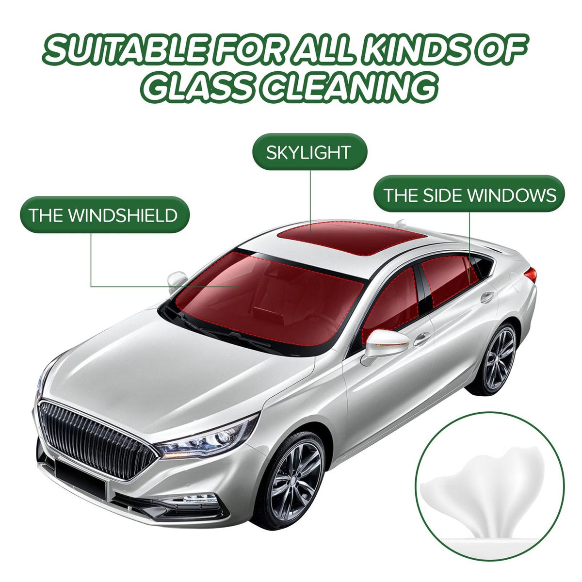 10Pcs Glass Oil Film Wipes Car Rearview Mirror Cleaning Wipes White