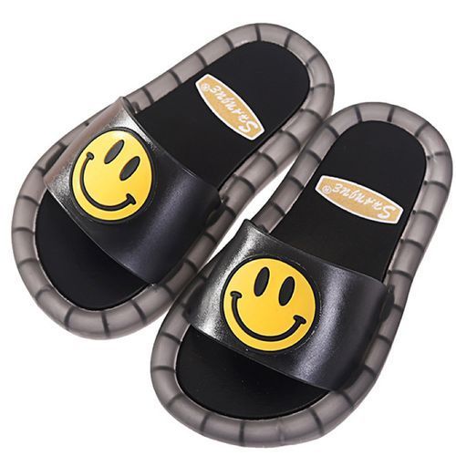 Children's Slippers Smiley Night Glowing Light-Black