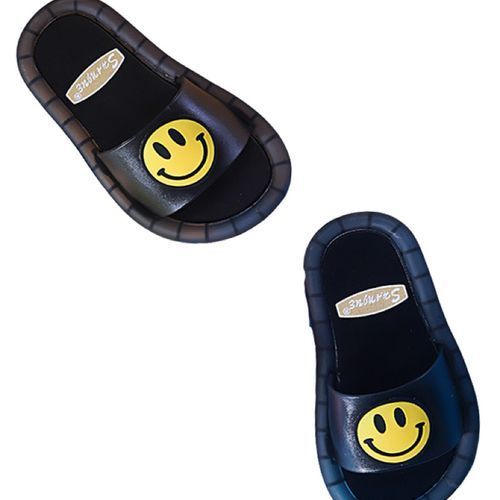 Children's Slippers Smiley Night Glowing Light-Black