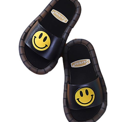Children's Slippers Smiley Night Glowing Light-Black