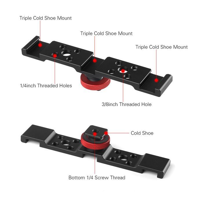 Aluminum Triple Cold Shoe Mount Plate Bracket For Camera