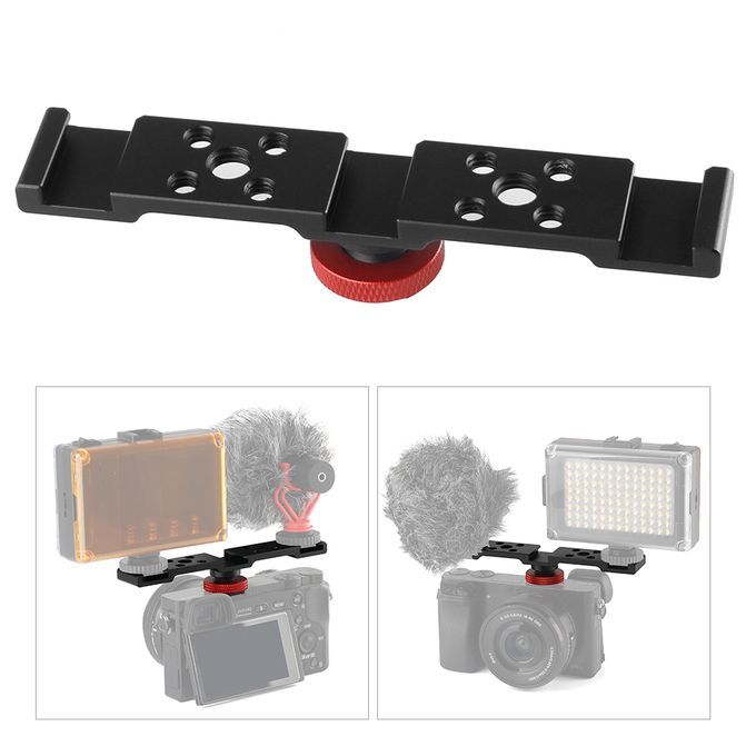 Aluminum Triple Cold Shoe Mount Plate Bracket For Camera