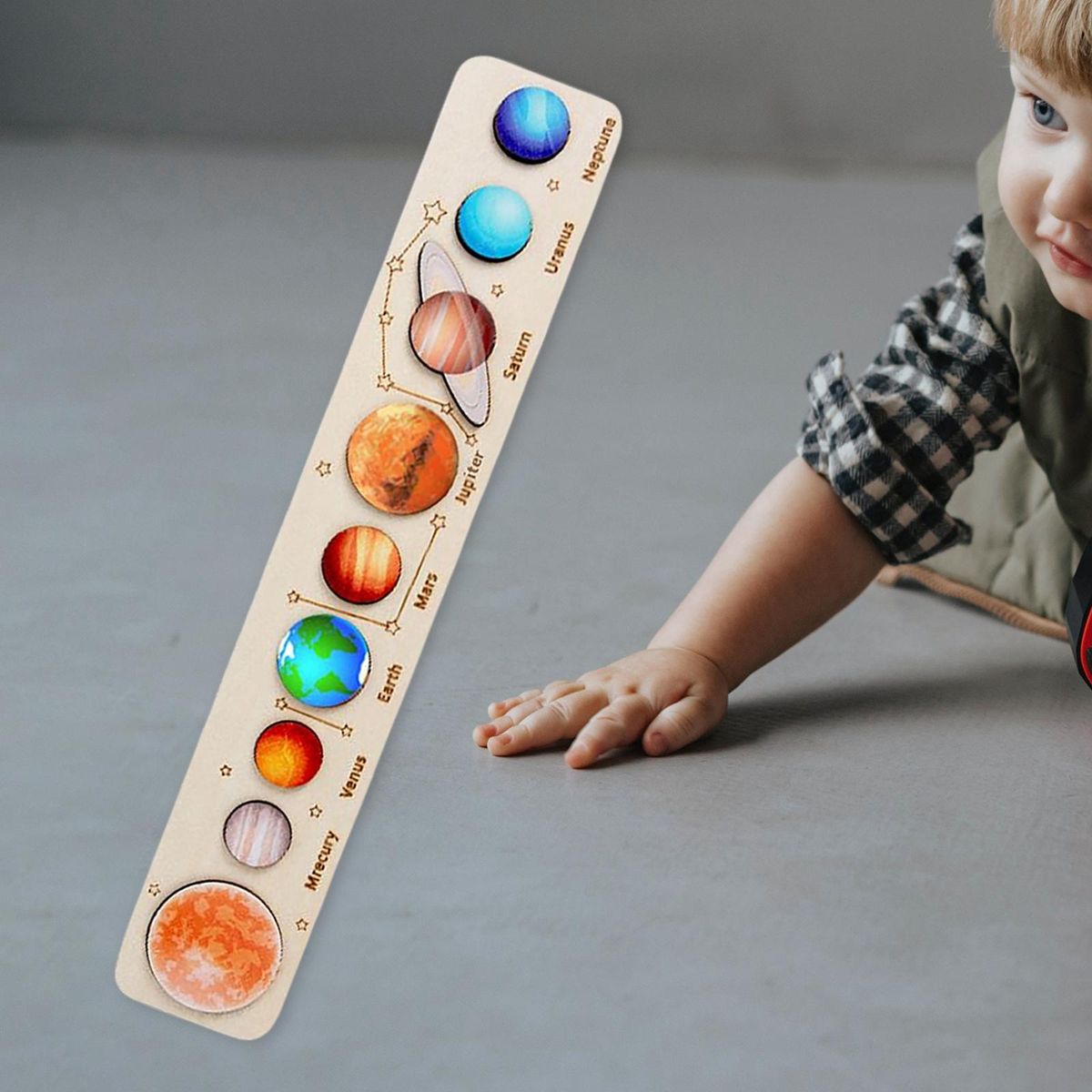 Solar System Board Game Eight Planets Wood Color B