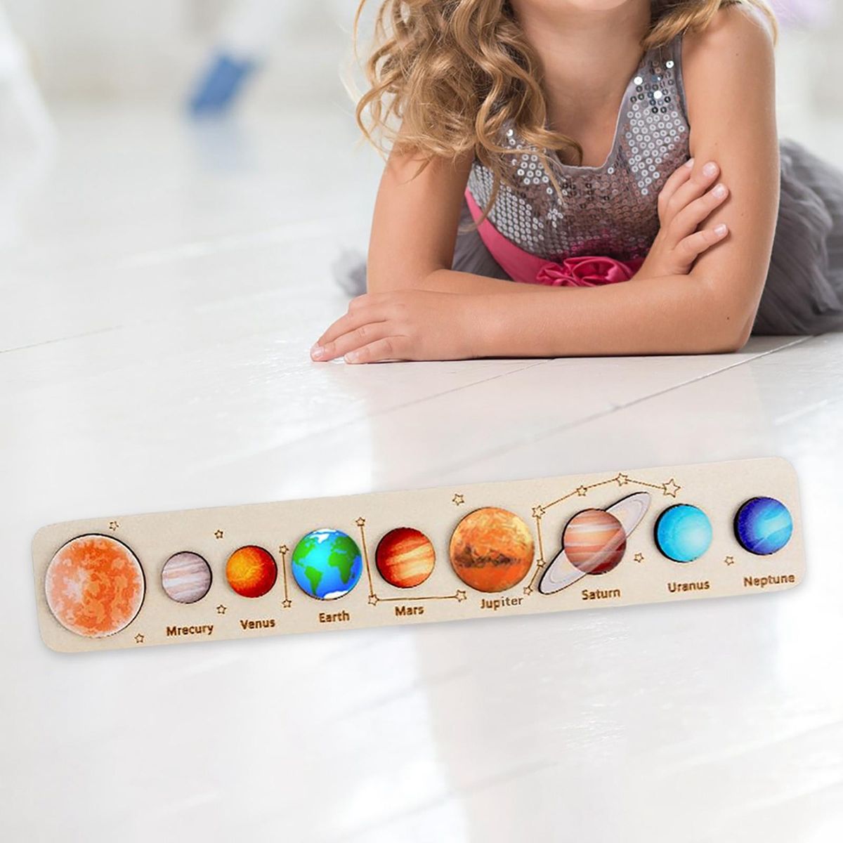 Solar System Board Game Eight Planets Wood Color B