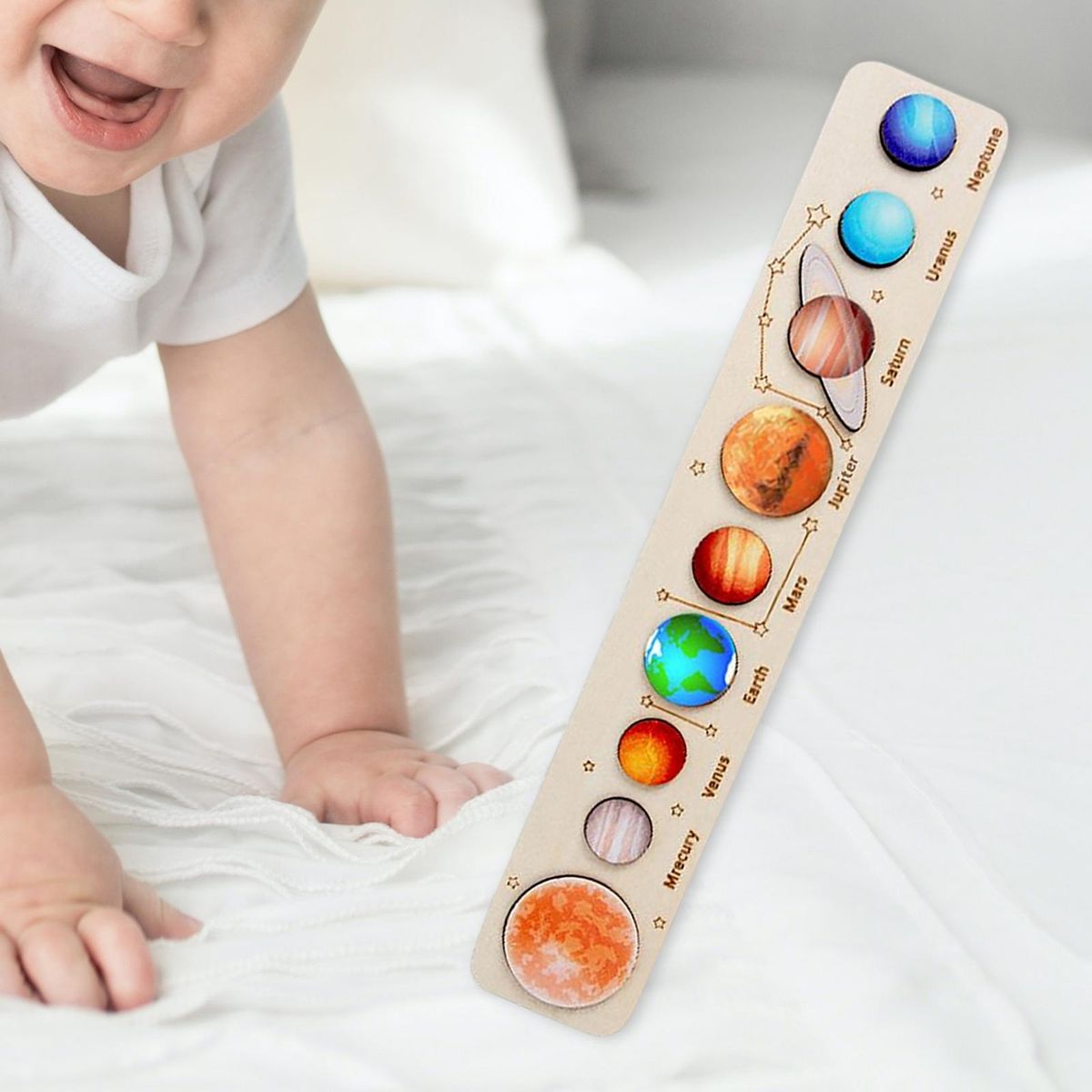 Solar System Board Game Eight Planets Wood Color B