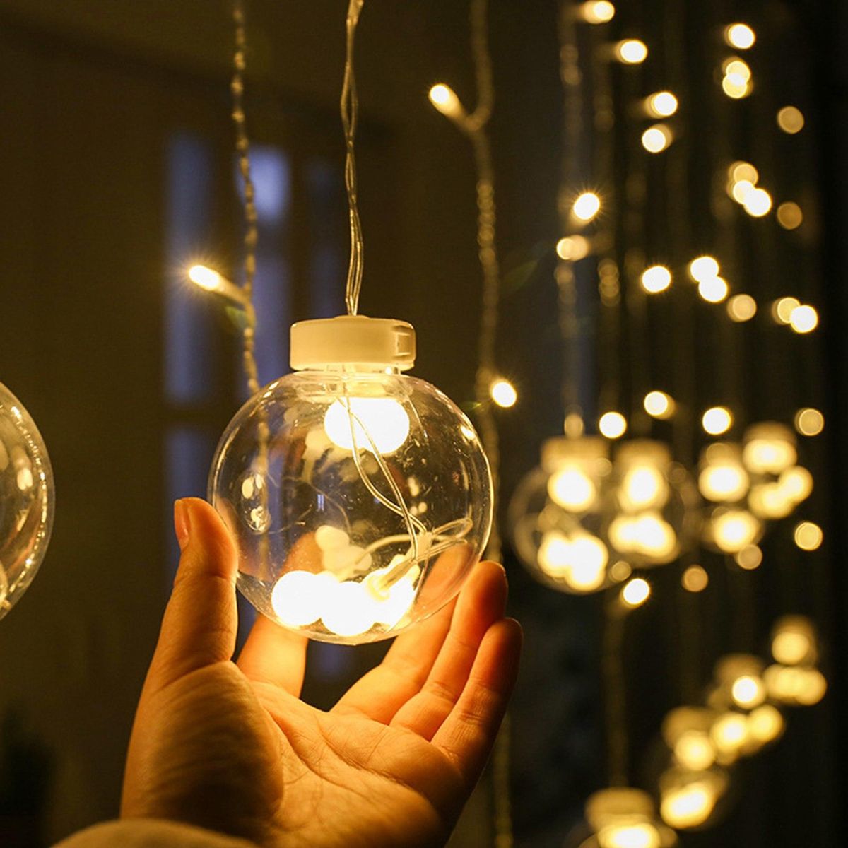 12 LED Wishing Ball Curtain String Lights 2.5M Bedroom Home Party Wedding Decorative Atmosphere String Lights EU Plug