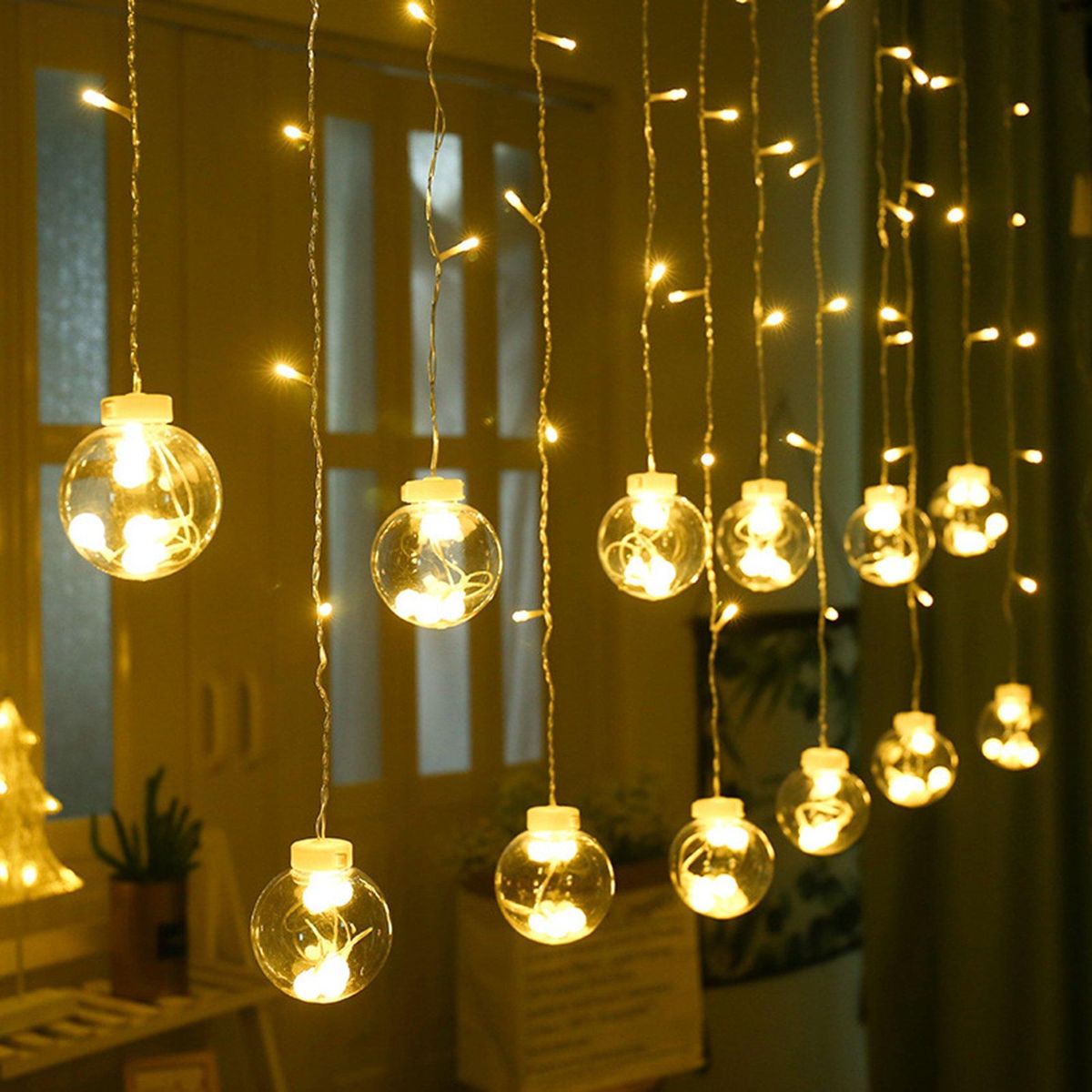12 LED Wishing Ball Curtain String Lights 2.5M Bedroom Home Party Wedding Decorative Atmosphere String Lights EU Plug