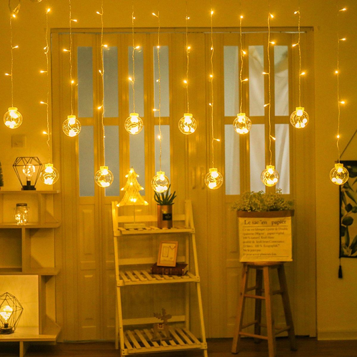 12 LED Wishing Ball Curtain String Lights 2.5M Bedroom Home Party Wedding Decorative Atmosphere String Lights EU Plug