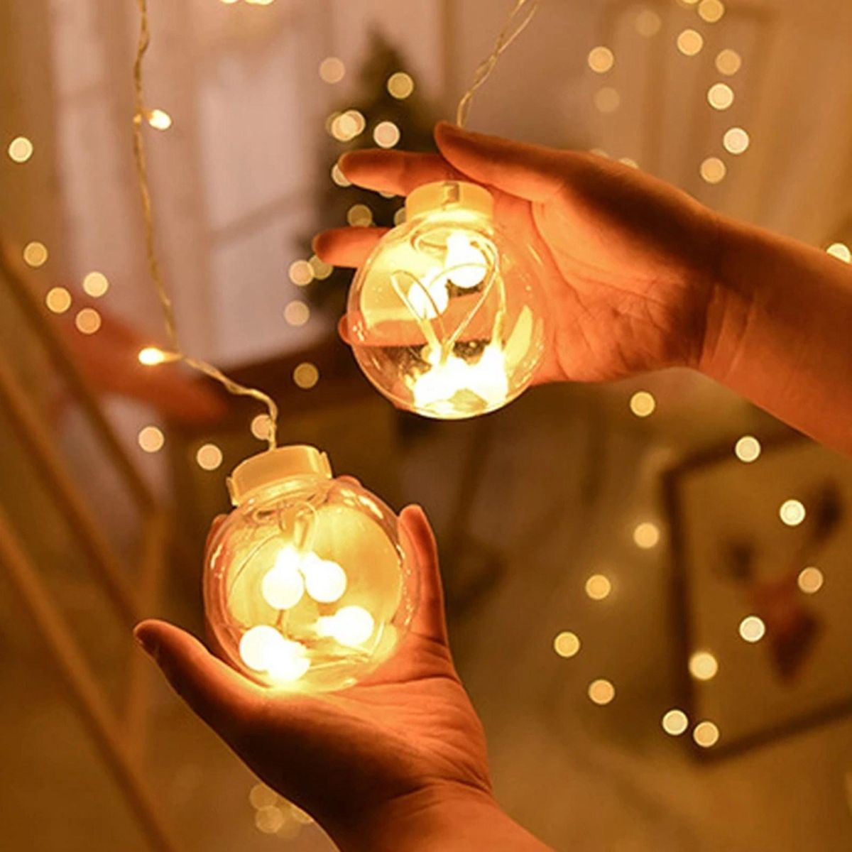 12 LED Wishing Ball Curtain String Lights 2.5M Bedroom Home Party Wedding Decorative Atmosphere String Lights EU Plug