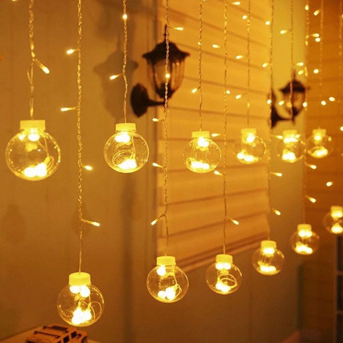12 LED Wishing Ball Curtain String Lights 2.5M Bedroom Home Party Wedding Decorative Atmosphere String Lights EU Plug