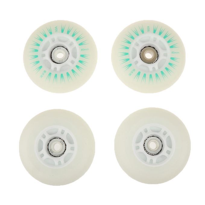 4 Pieces LED Lights Flashing Inline Roller Skate 80mm Green