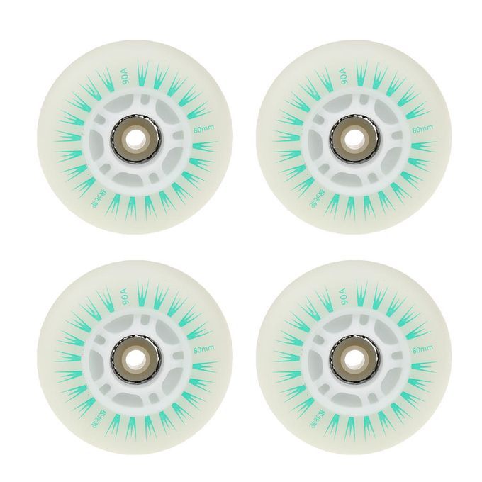 4 Pieces LED Lights Flashing Inline Roller Skate 80mm Green
