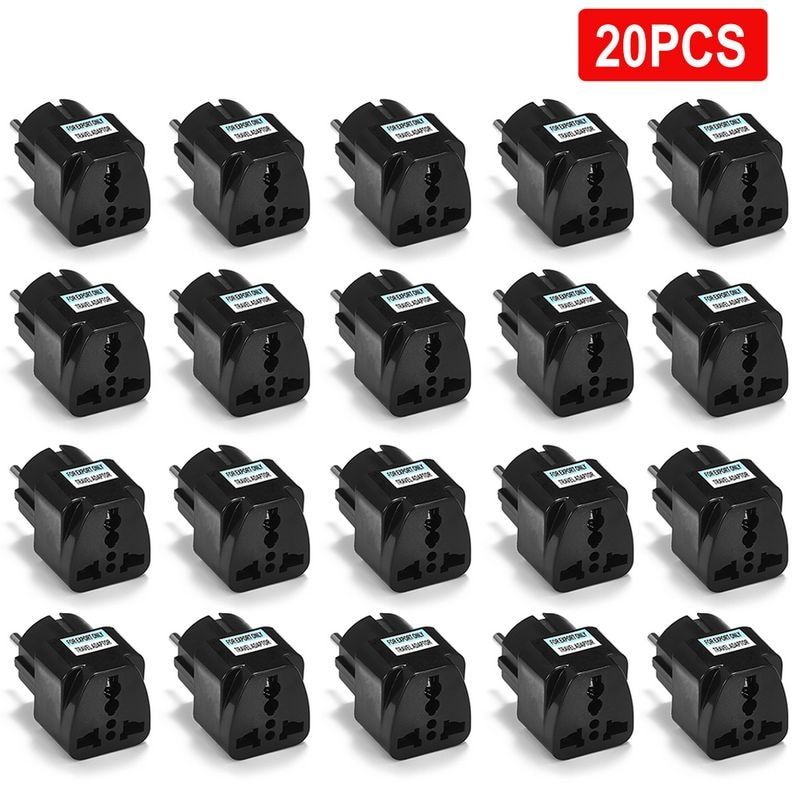 3/5/20 Pcs Universal Adapter US UK AU To EU Travel Adapter Euro KR EU Plug Adapter 4.8mm  Converter Power Socket Electrical Plug