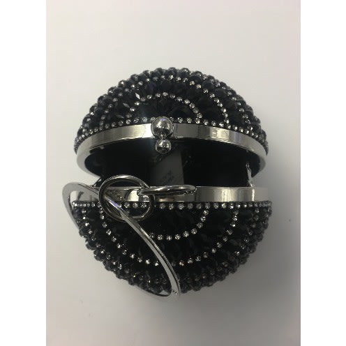 Round Stone Studded Purse - Black