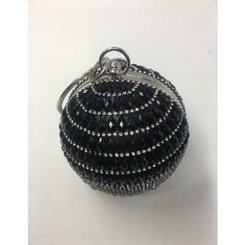 Round Stone Studded Purse - Black
